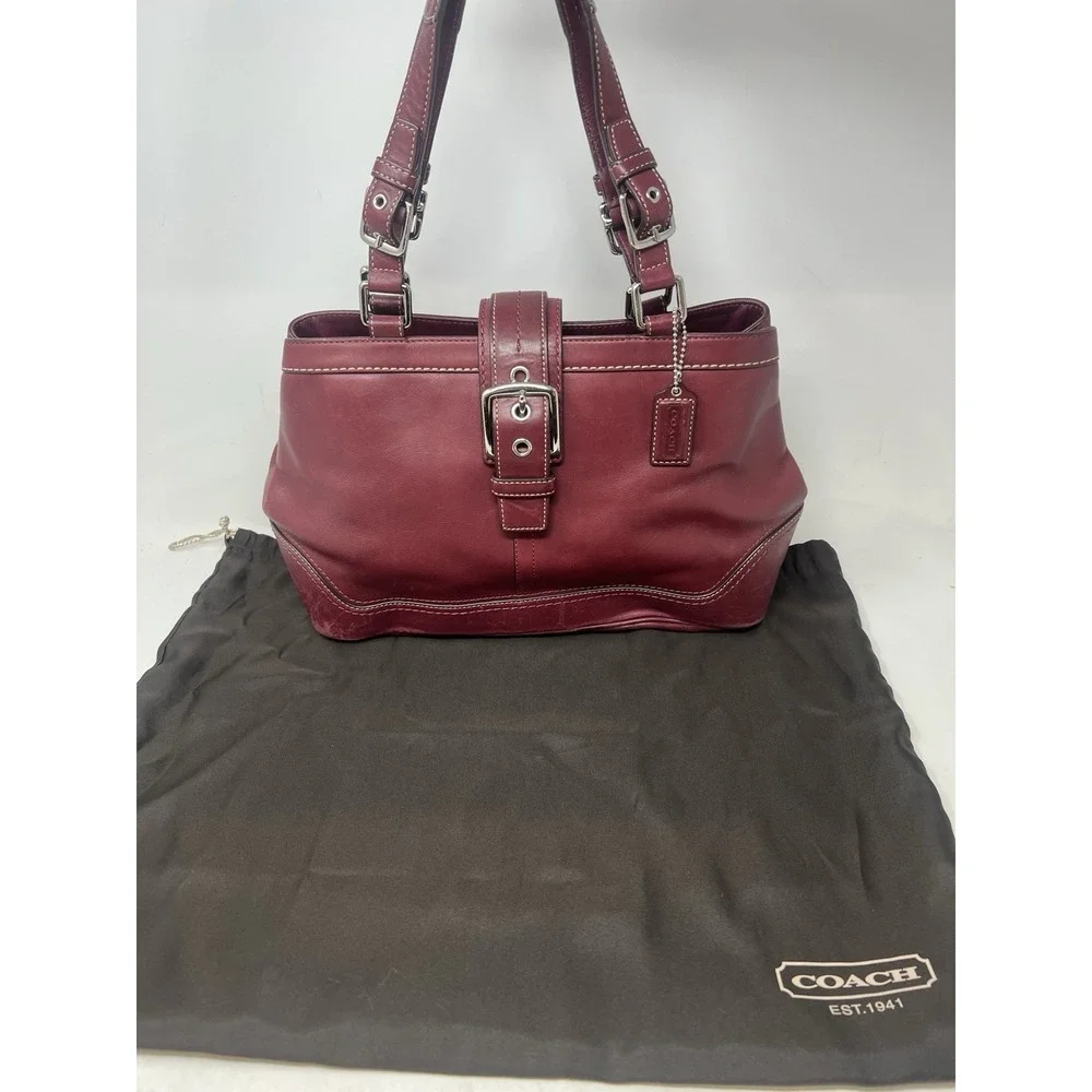 Coach MEDIUM F12602 Vintage Burgundy Y2K Soho Hampton Leather Satchel